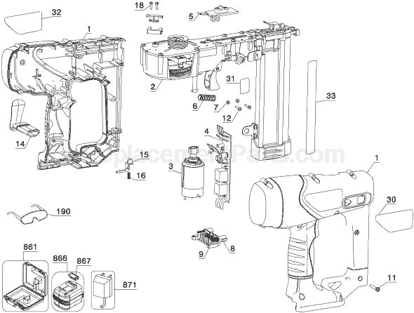 Page A Diagram and Parts List for FS1802BNB  Black and Decker Nailer